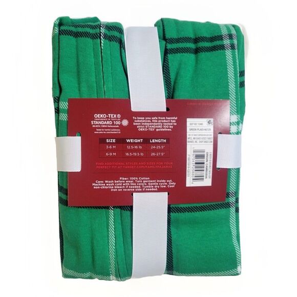 Wondershop Infant Baby Green Plaid Cozy Comfy One Piece Footed Zip Pajamas NEW! - Picture 4 of 7